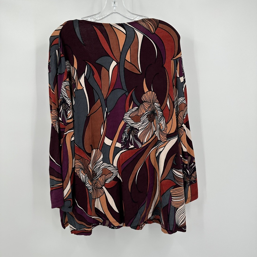 Chicos Travelers Womens Abstract Floral Top Size 3 US XL Slinky Boho Artsy Bold - Picture 2 of 6
